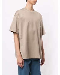 T-shirt girocollo stampata marrone chiaro di Wooyoungmi