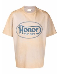 T-shirt girocollo stampata marrone chiaro di HONOR THE GIFT