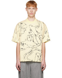 T-shirt girocollo stampata marrone chiaro di Jil Sander