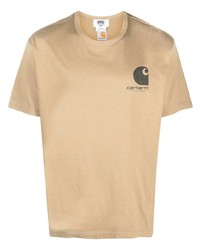 T-shirt girocollo stampata marrone chiaro di Junya Watanabe