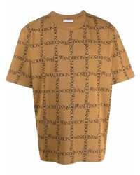 T-shirt girocollo stampata marrone chiaro di JW Anderson