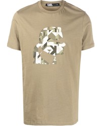 T-shirt girocollo stampata marrone chiaro di Karl Lagerfeld