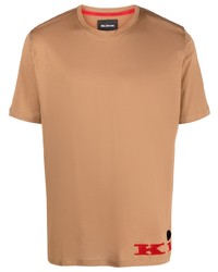 T-shirt girocollo stampata marrone chiaro di Kiton