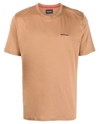 T-shirt girocollo stampata marrone chiaro di Kiton