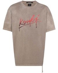 T-shirt girocollo stampata marrone chiaro di Ksubi