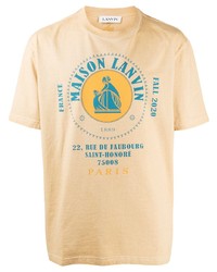 T-shirt girocollo stampata marrone chiaro di Lanvin