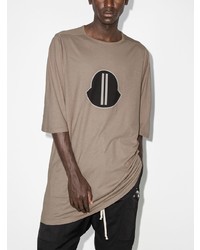 T-shirt girocollo stampata marrone chiaro di Moncler + Rick Owens