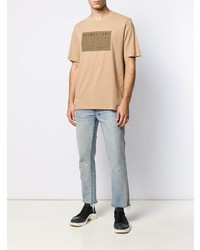T-shirt girocollo stampata marrone chiaro di Helmut Lang
