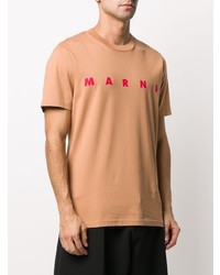 T-shirt girocollo stampata marrone chiaro di Marni