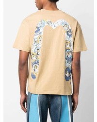 T-shirt girocollo stampata marrone chiaro di Evisu