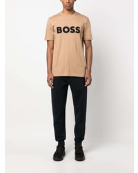 T-shirt girocollo stampata marrone chiaro di BOSS