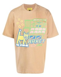 T-shirt girocollo stampata marrone chiaro di MARKET