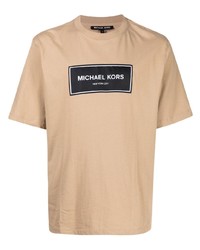 T-shirt girocollo stampata marrone chiaro di Michael Kors