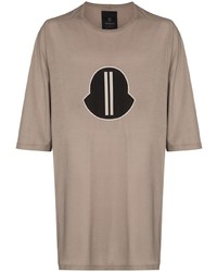 T-shirt girocollo stampata marrone chiaro di Moncler + Rick Owens