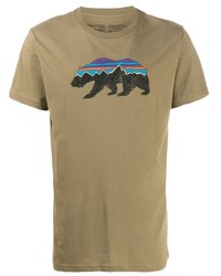 T-shirt girocollo stampata marrone chiaro di Patagonia
