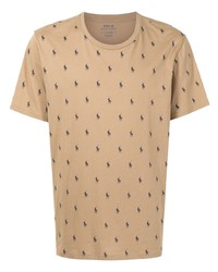 T-shirt girocollo stampata marrone chiaro di Polo Ralph Lauren