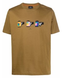 T-shirt girocollo stampata marrone chiaro di PS Paul Smith
