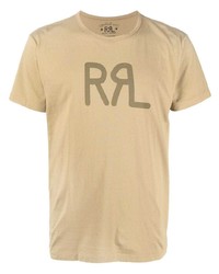 T-shirt girocollo stampata marrone chiaro di Ralph Lauren RRL
