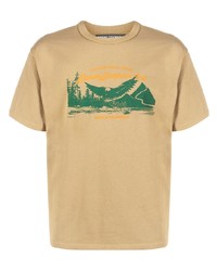 T-shirt girocollo stampata marrone chiaro di Reese Cooper® 