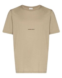 T-shirt girocollo stampata marrone chiaro di Saint Laurent