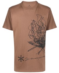 T-shirt girocollo stampata marrone chiaro di Snow Peak