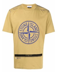 T-shirt girocollo stampata marrone chiaro di Stone Island