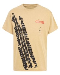 T-shirt girocollo stampata marrone chiaro di Travis Scott