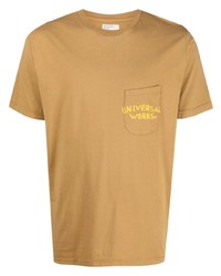 T-shirt girocollo stampata marrone chiaro di Universal Works