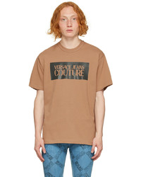 T-shirt girocollo stampata marrone chiaro di VERSACE JEANS COUTURE