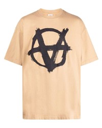 T-shirt girocollo stampata marrone chiaro di Vetements