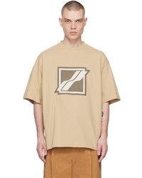 T-shirt girocollo stampata marrone chiaro di We11done