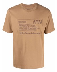 T-shirt girocollo stampata marrone chiaro di White Mountaineering