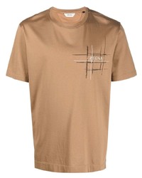 T-shirt girocollo stampata marrone chiaro di Z Zegna