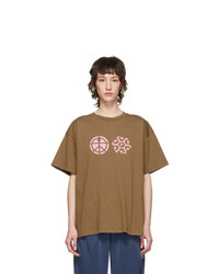 T-shirt girocollo stampata marrone