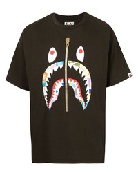 T-shirt girocollo stampata marrone scuro di A Bathing Ape