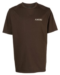 T-shirt girocollo stampata marrone scuro di Amiri
