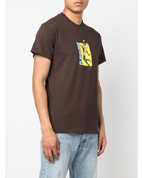 T-shirt girocollo stampata marrone scuro di Pleasures