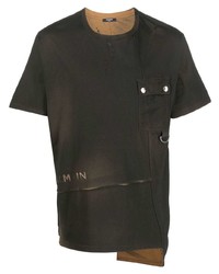 T-shirt girocollo stampata marrone scuro di Balmain