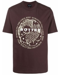 T-shirt girocollo stampata marrone scuro di Botter