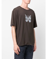 T-shirt girocollo stampata marrone scuro di Needles