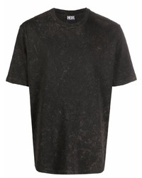 T-shirt girocollo stampata marrone scuro di Diesel