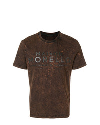 T-shirt girocollo stampata marrone scuro di Frankie Morello