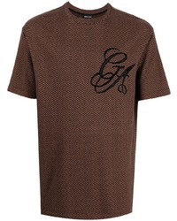T-shirt girocollo stampata marrone scuro di Giorgio Armani