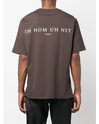 T-shirt girocollo stampata marrone scuro di Ih Nom Uh Nit
