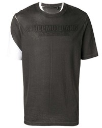 T-shirt girocollo stampata marrone scuro di Helmut Lang