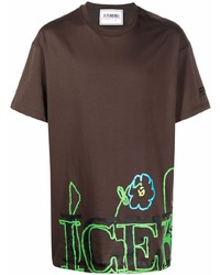 T-shirt girocollo stampata marrone scuro di Iceberg