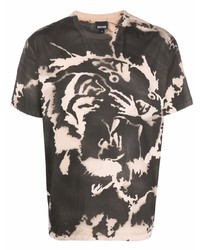 T-shirt girocollo stampata marrone scuro di Just Cavalli
