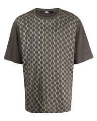 T-shirt girocollo stampata marrone scuro di Karl Lagerfeld