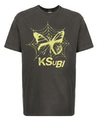 T-shirt girocollo stampata marrone scuro di Ksubi