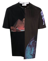 T-shirt girocollo stampata marrone scuro di Lanvin